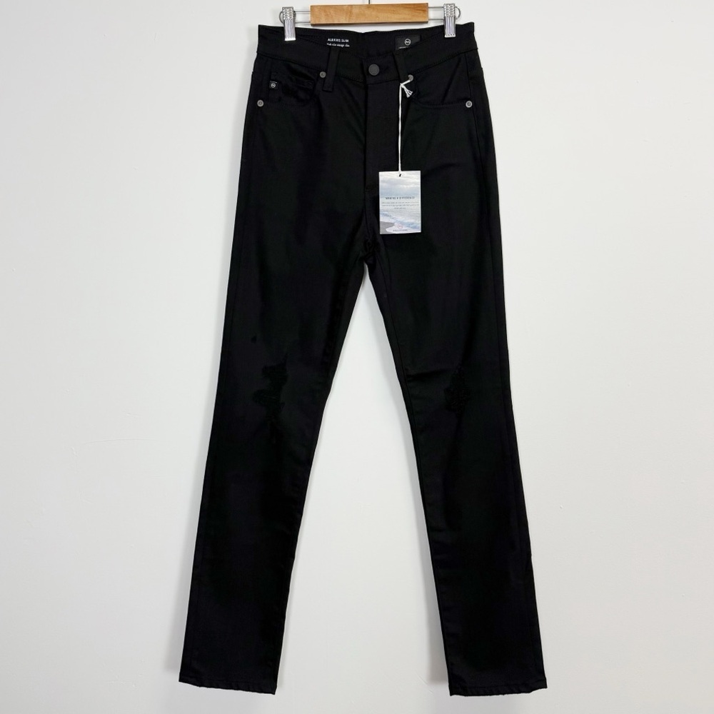 AG Jeans Alexxis Vintage Slim Jeans 26 Black High Rise Distressed Button Fly